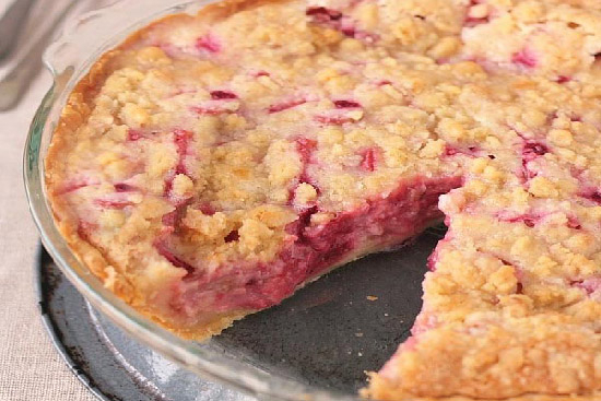 Raspberry-rhubarb custard tart  