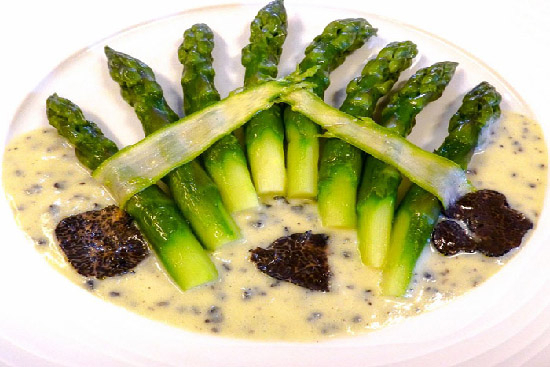 Asparagus with truffle broth  