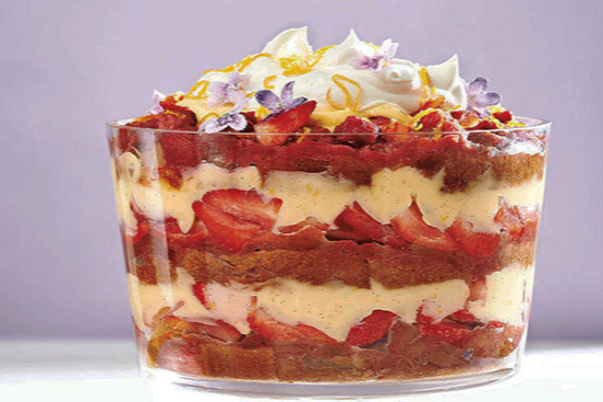 Rhubarb strawberry trifle  