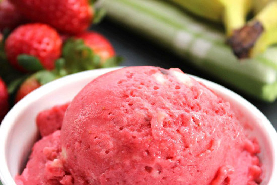 Rhubarb-strawberry-banana sorbet  