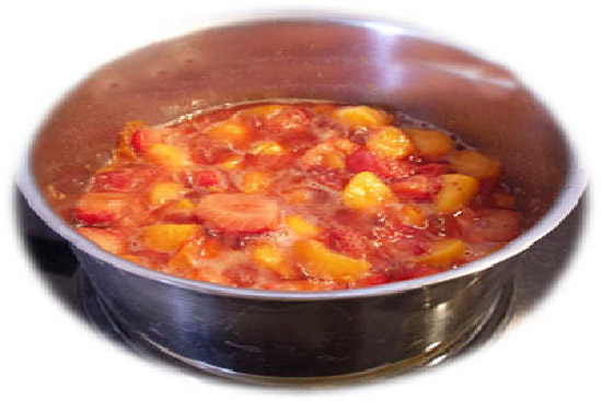 Strawberry and peach compote 