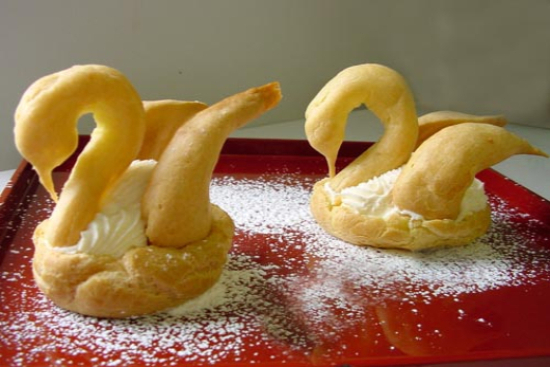 Choux pastry swans 