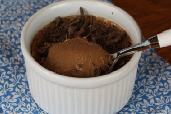 Chocolate pudding with coffee sauce 