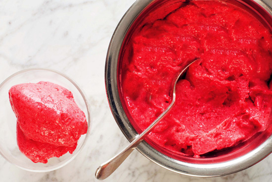 Plum raspberry sorbet 