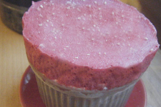 Raspberry hazelnut praline soufflé glacé 