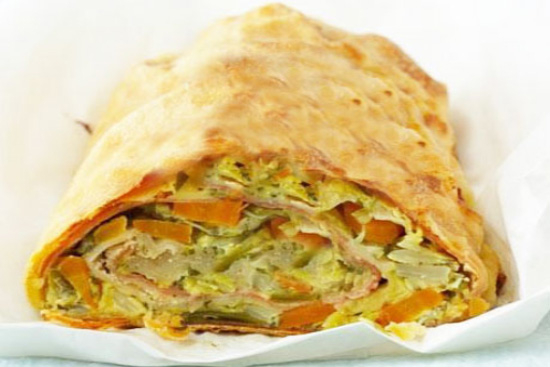 Vegetable cheese strudel 