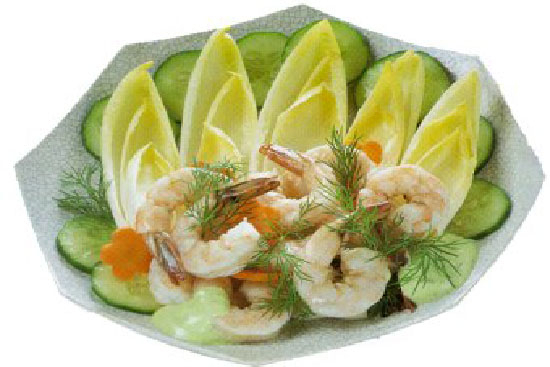 Shrimp salad with belgian endive 