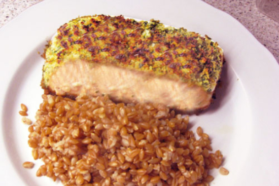 Panko-crusted salmon 