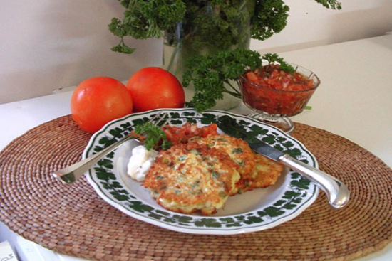 Corn and jalapeno pancakes with tomato salsa - A recipe by wefacecook.com