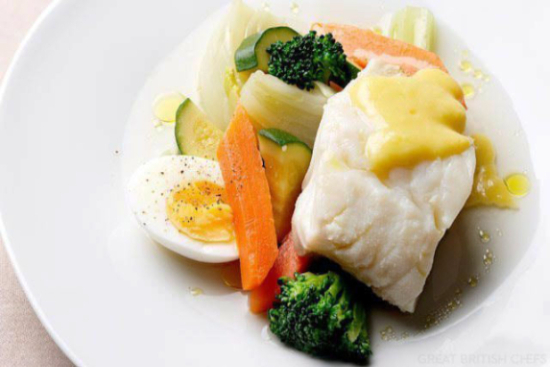 Cod with vegetables and aioli sauce 