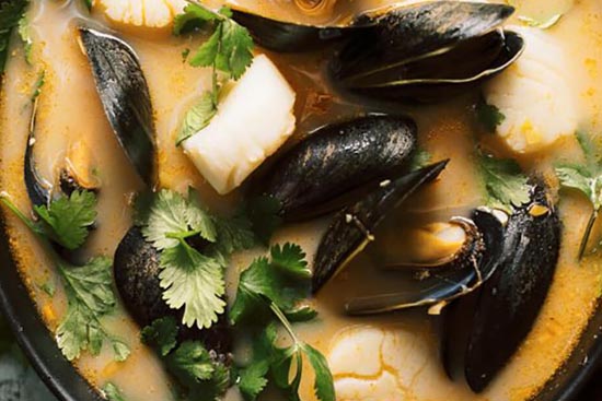 Mussel and scallop soup  