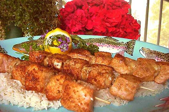 Brochettes of salmon 