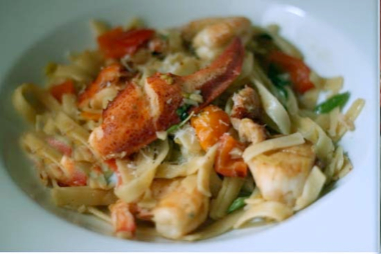 Leek and lobster linguine 