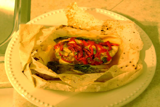 Asian-style halibut in parchment 