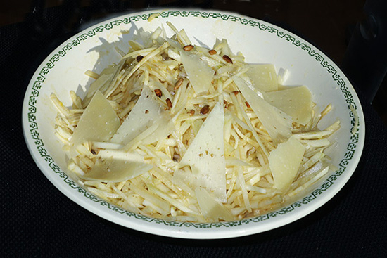 Celery root and fennel slaw with green apple and manchego 