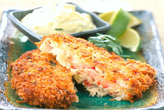 Salmon-stuffed crab cakes 