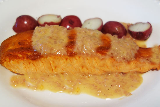 The pan-seared salmon  