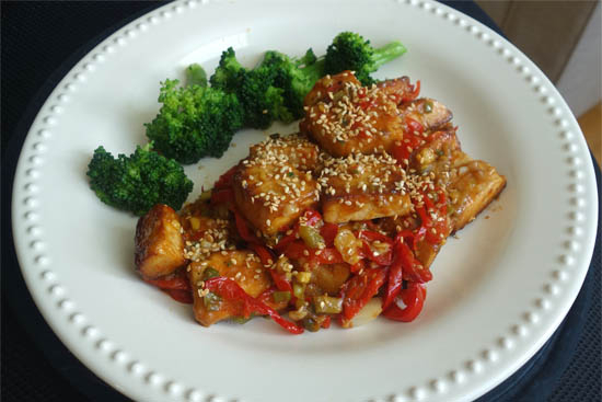 Sticky tofu stir-fry 