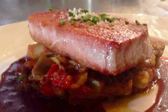 Seared tuna with tian of provencal vegetables 