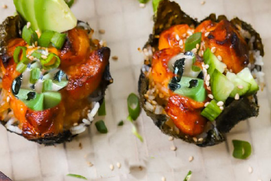 Oriental salmon rice muffins 